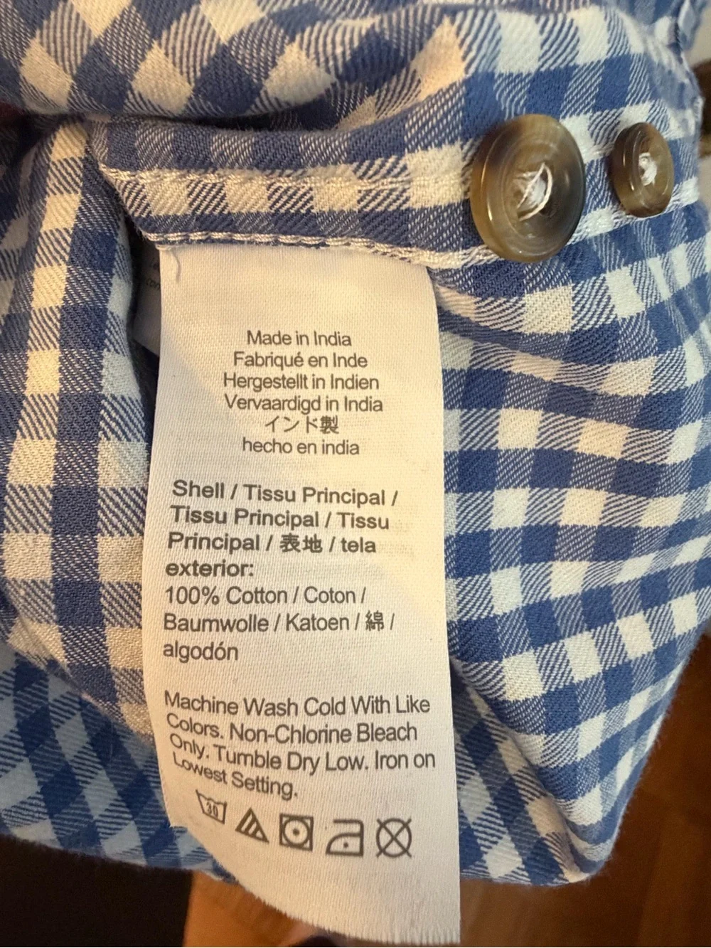 J.Crew Brushed Twill Gingham Shirt Blue White Slim Fit Cotton Mens L